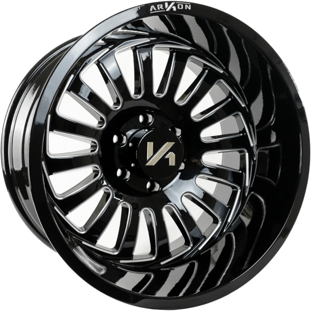 Alexander Off Road Wheels Gloss Black Milled Edges 22x12 Left 8x6.5 -51 125.5mm Arkon Off Road