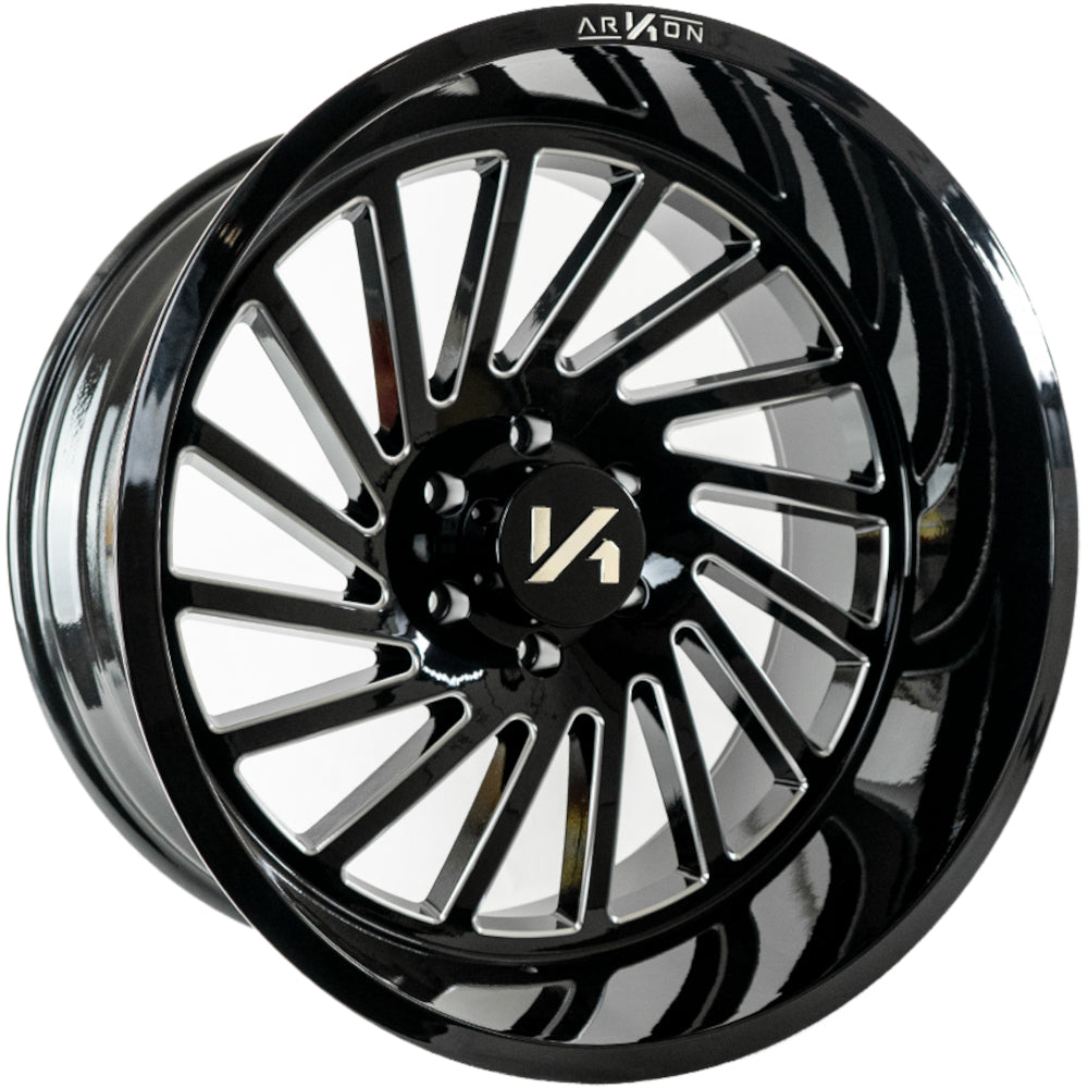 Caesar Off Road Wheels Gloss Black Milled Edges 20x10 Left 8x170 -25 125.5mm Arkon Off Road