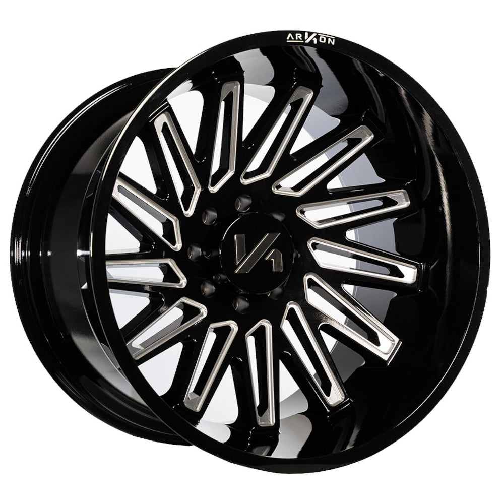 Armstrong Off Road Wheels Gloss Black Milled Edges 20x12 Right 8x6.5 -51 125.5mm Arkon Off Road