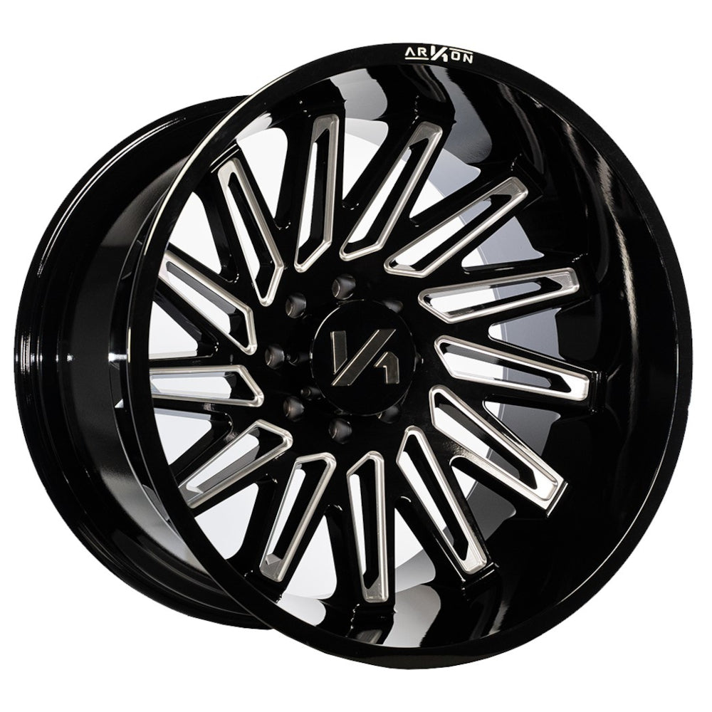 Armstrong Off Road Wheels Gloss Black Milled Edges 24x14 Right 6x5.5 -81 108mm Arkon Off Road