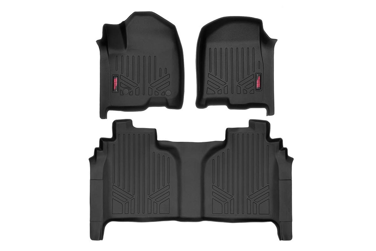 Heavy Duty Floor Mats Front/Rear-19-20 Silverado/Sierra Crew Cab Rough Country