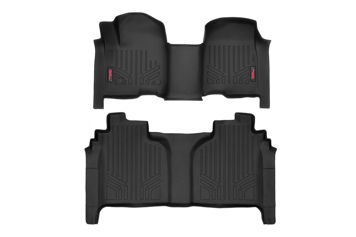 Heavy Duty Floor Mats Front/Rear-19-20 Silverado/Sierra Crew Cab Bench Seats Rough Country